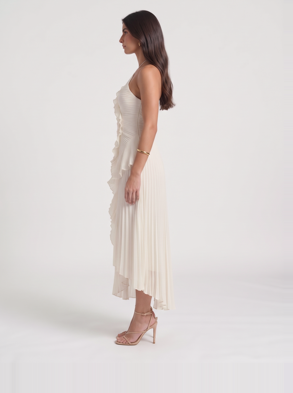 Nathalie Ruffle Maxi Dress – White