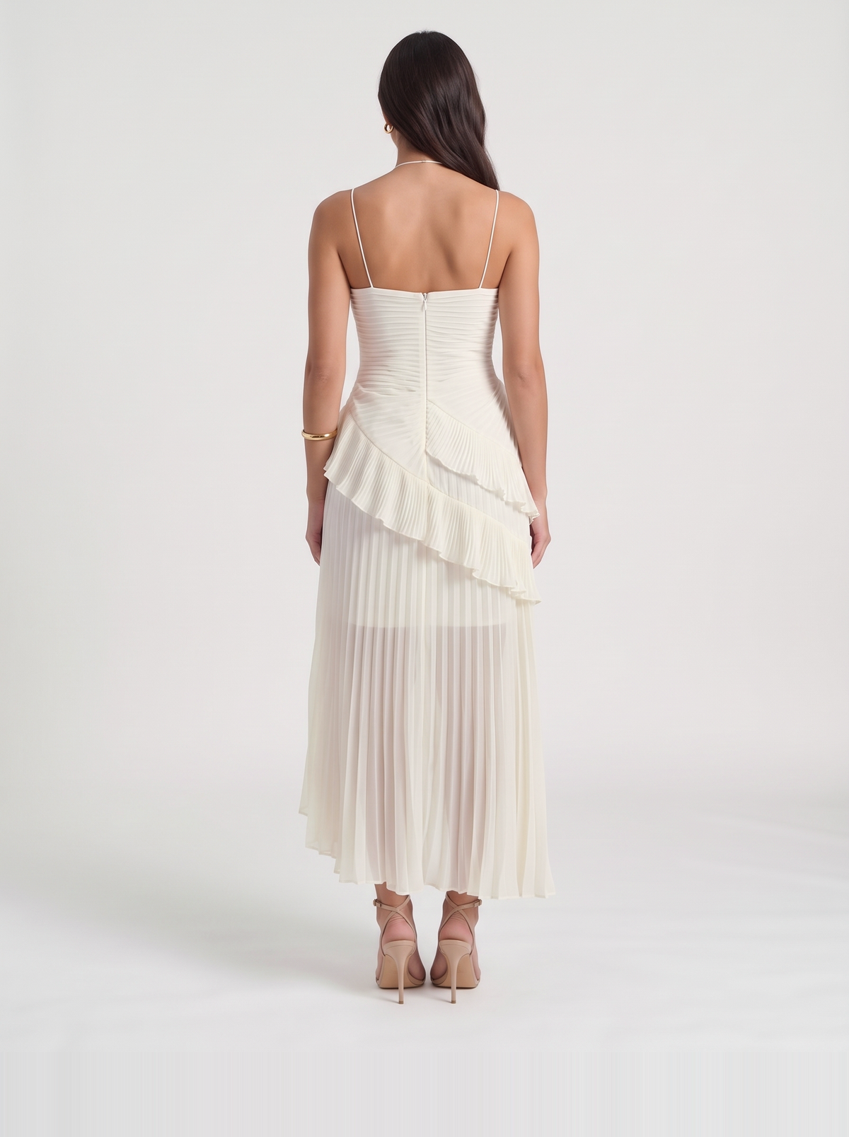 Nathalie Ruffle Maxi Dress – White
