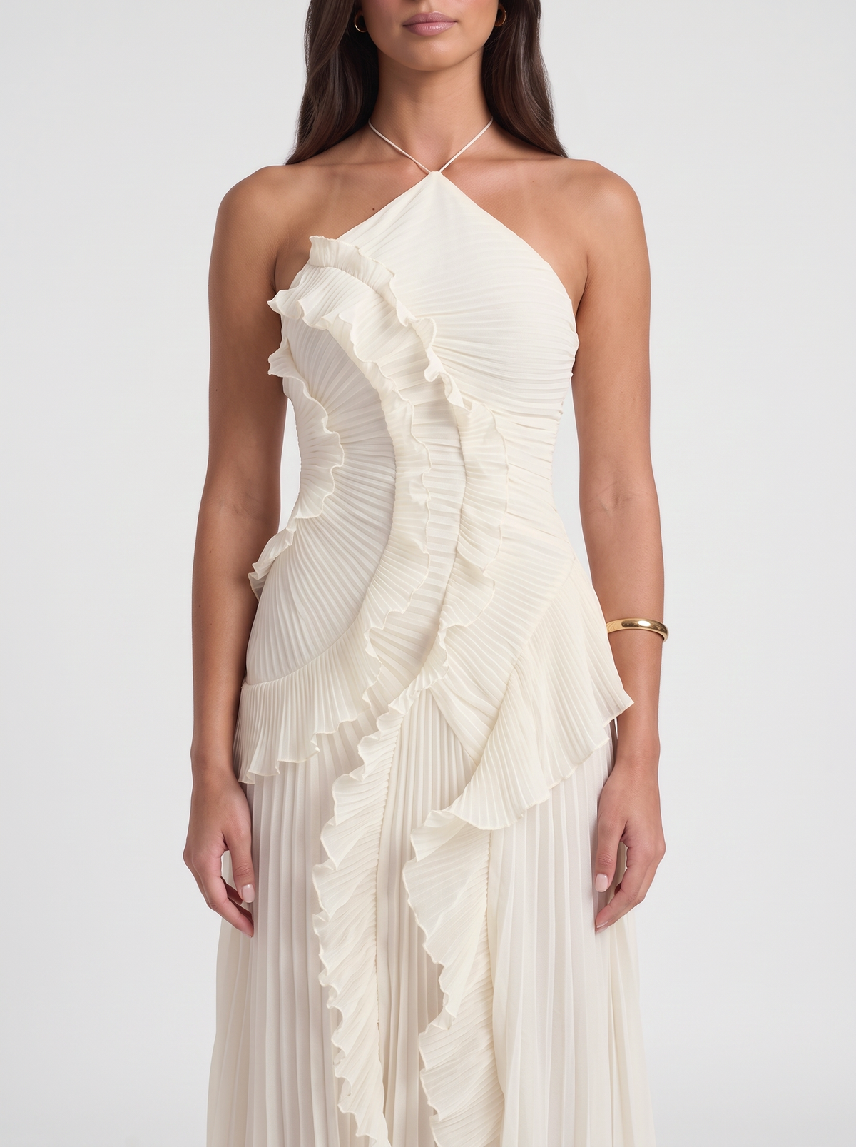Nathalie Ruffle Maxi Dress – White