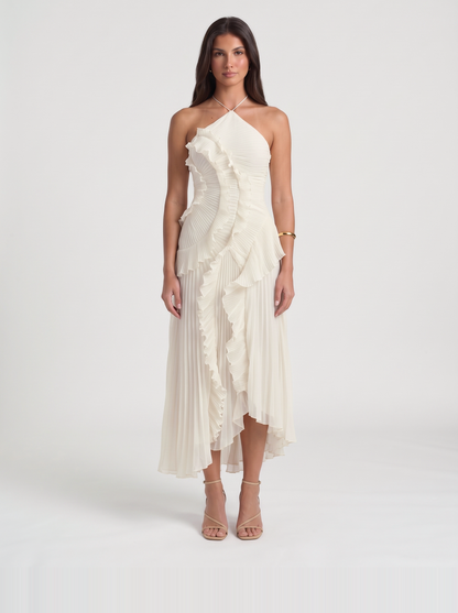 Nathalie Ruffle Maxi Dress – White