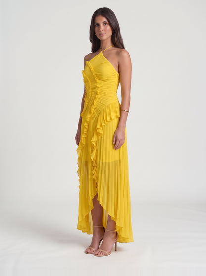 Nathalie Ruffle Maxi Dress – Yellow