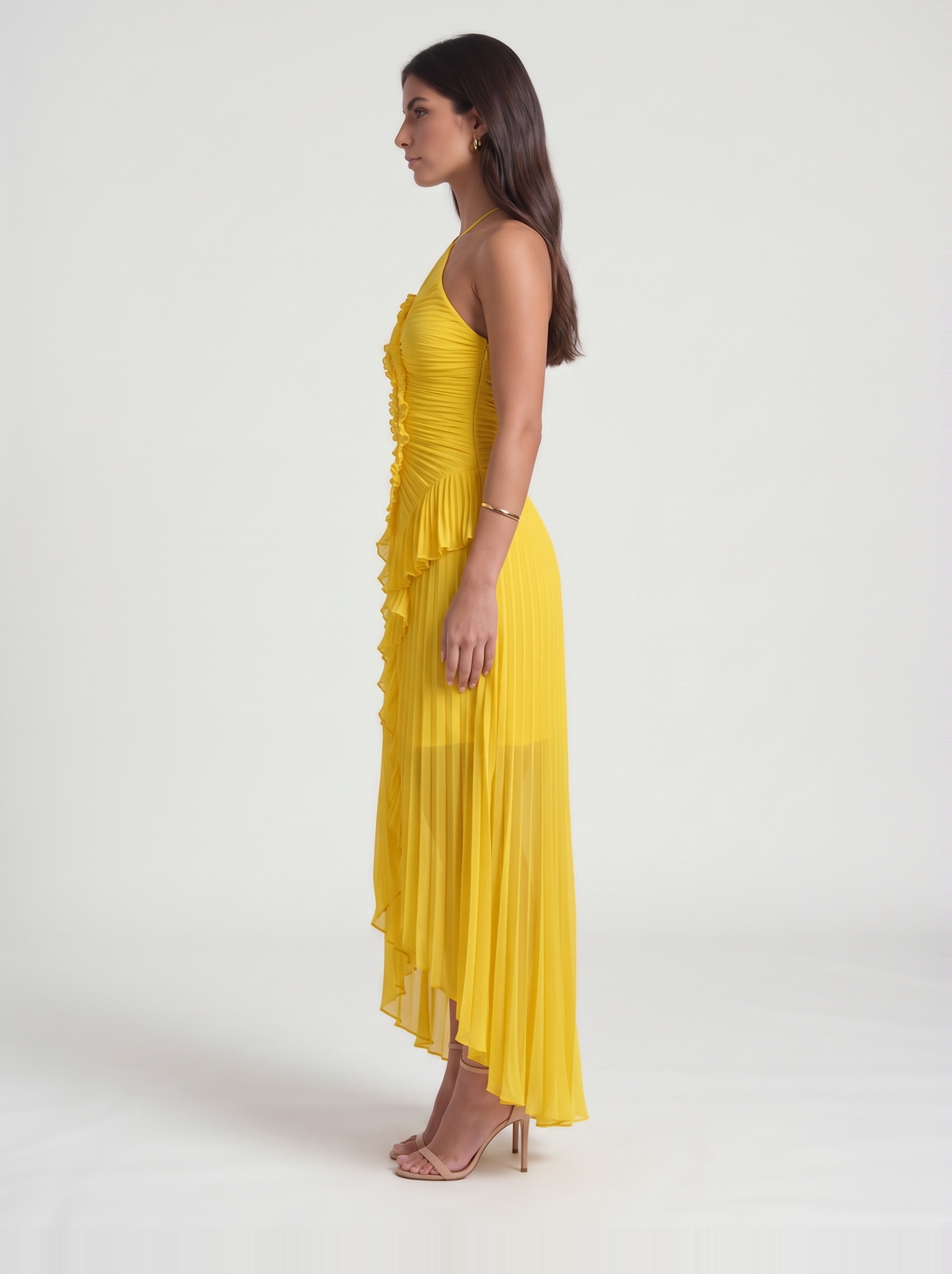 Nathalie Ruffle Maxi Dress – Yellow