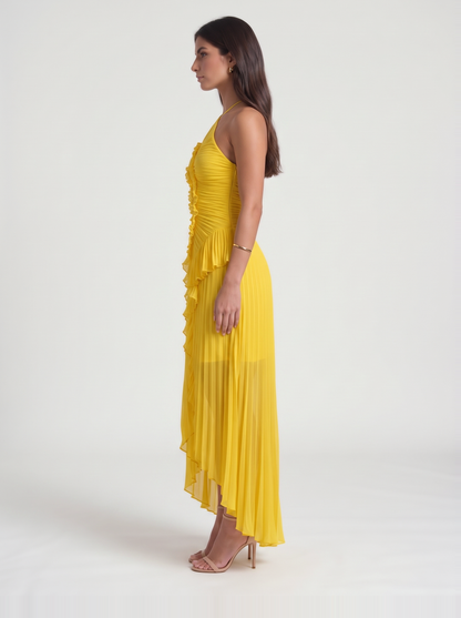 Nathalie Ruffle Maxi Dress – Yellow