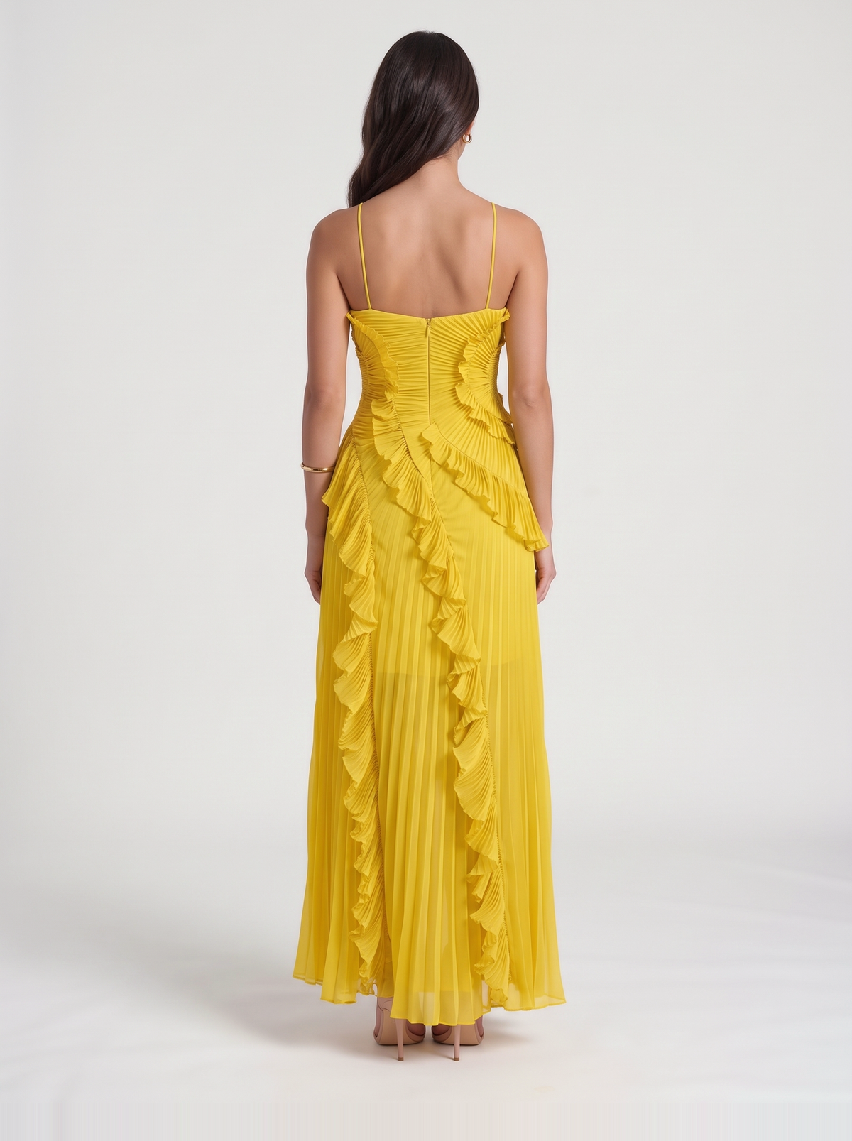 Nathalie Ruffle Maxi Dress – Yellow