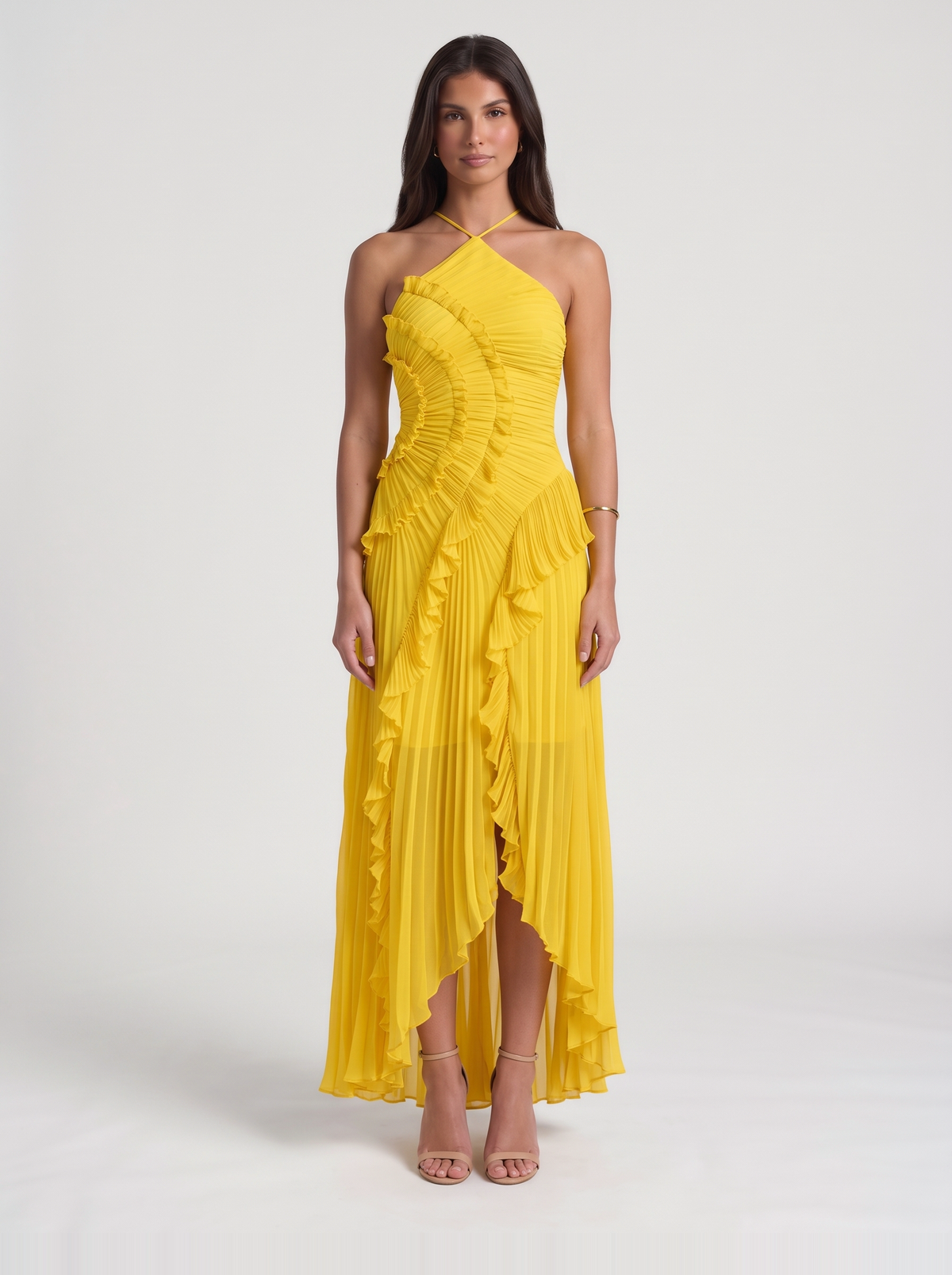 Nathalie Ruffle Maxi Dress – Yellow