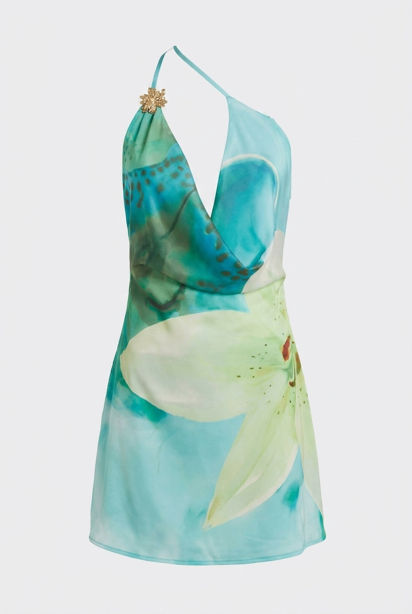 Women's floral nica floral mini dress mini dress, closer view