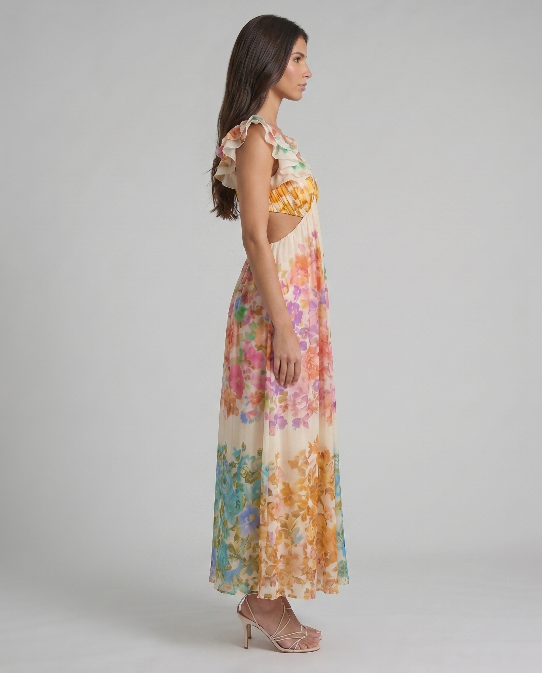 Women's Floral Plunge Wedding Guest Summer Bridesmaid Midi Dress – esmebelle