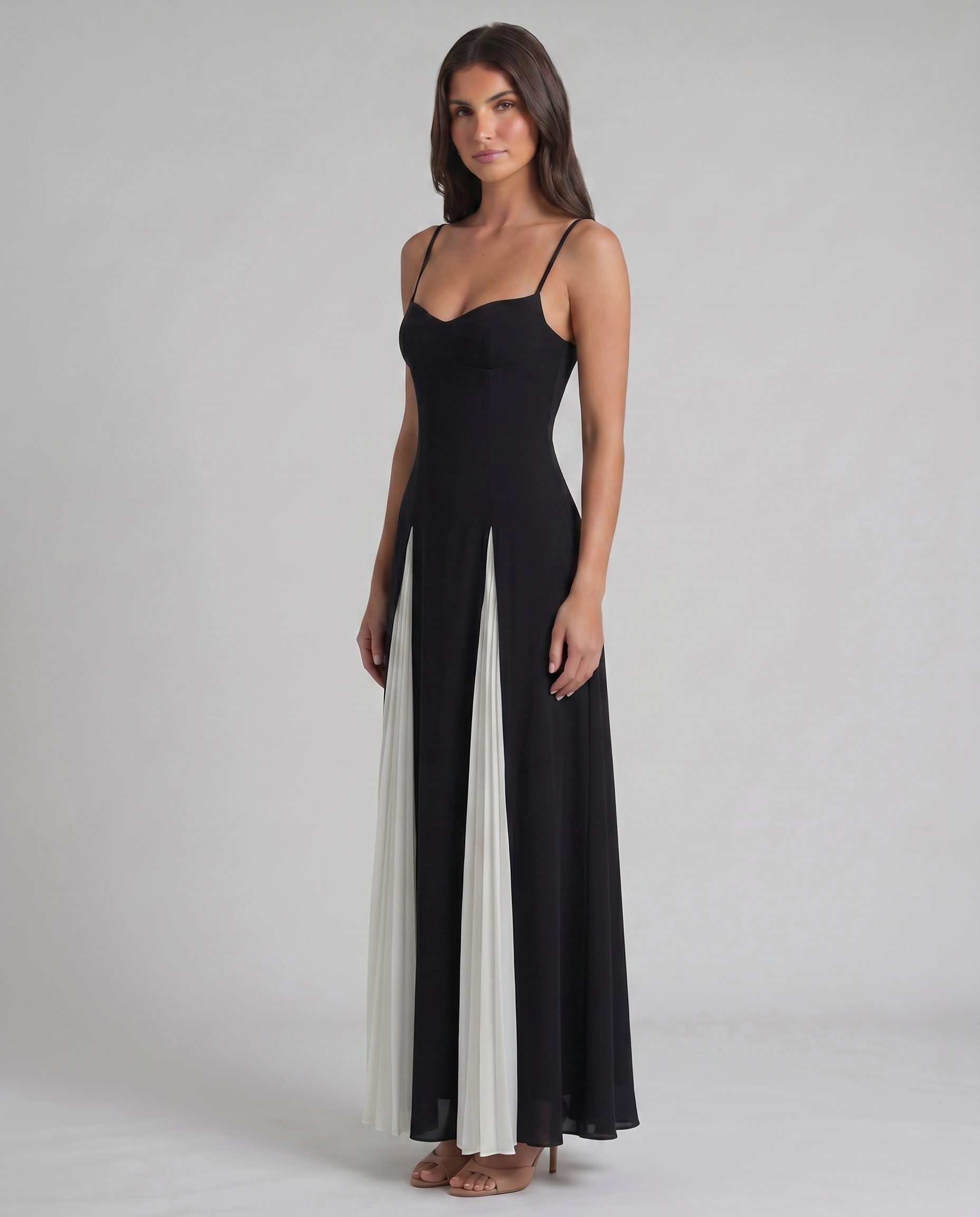 Romantic Maxi Dress – White/Black - M - Women's Fashion