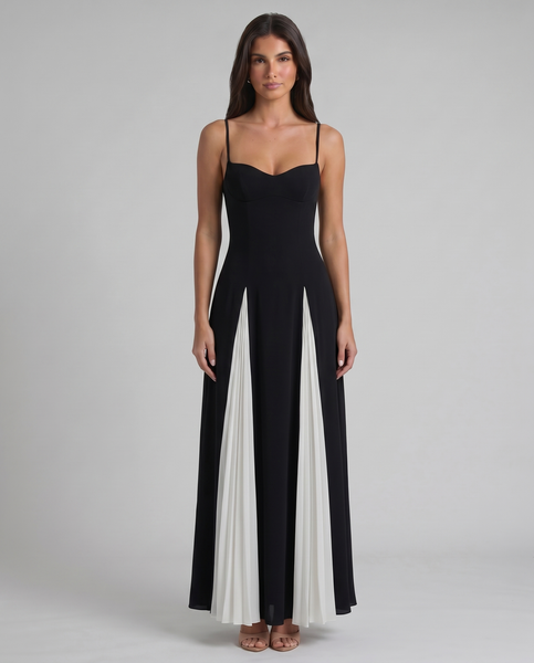 white dress with black detail Romantic Maxi – White/Black - M - Women's Fashion carpet events Size:8 (UK 10) 3-size_xl Plus Size Maxi Dress