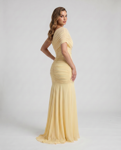 Shelby Ruched Maxi Dress – Yellow