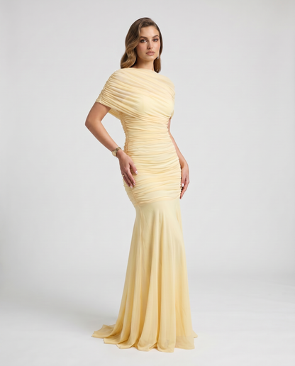 Shelby Ruched Maxi Dress – Yellow