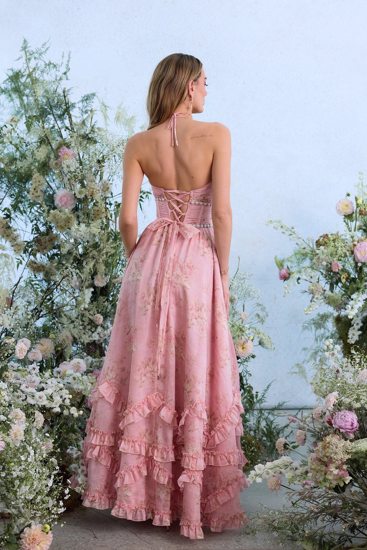 The Scarlette Dress in Light Pink Tapestry Rose