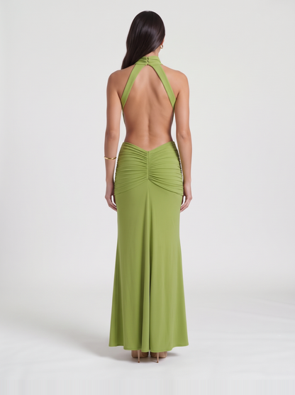 Tiffany Halter Maxi Dress – Green