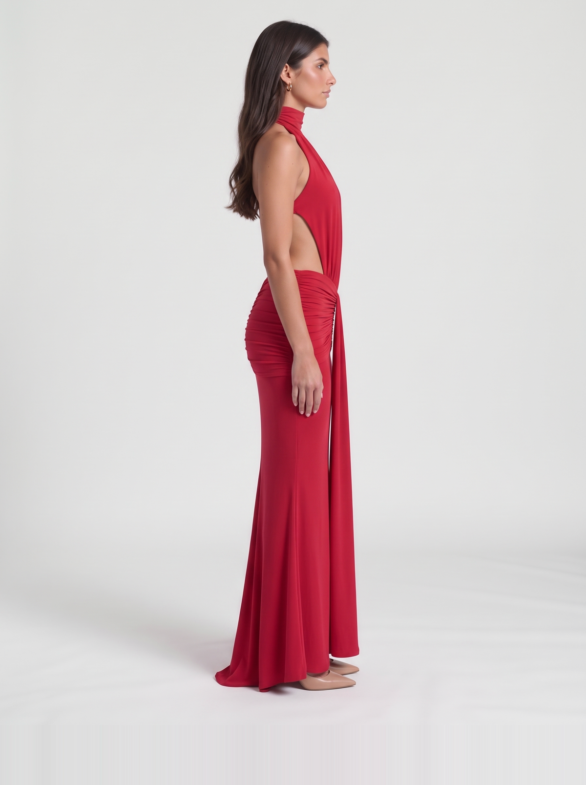Tiffany Halter Maxi Dress – Red