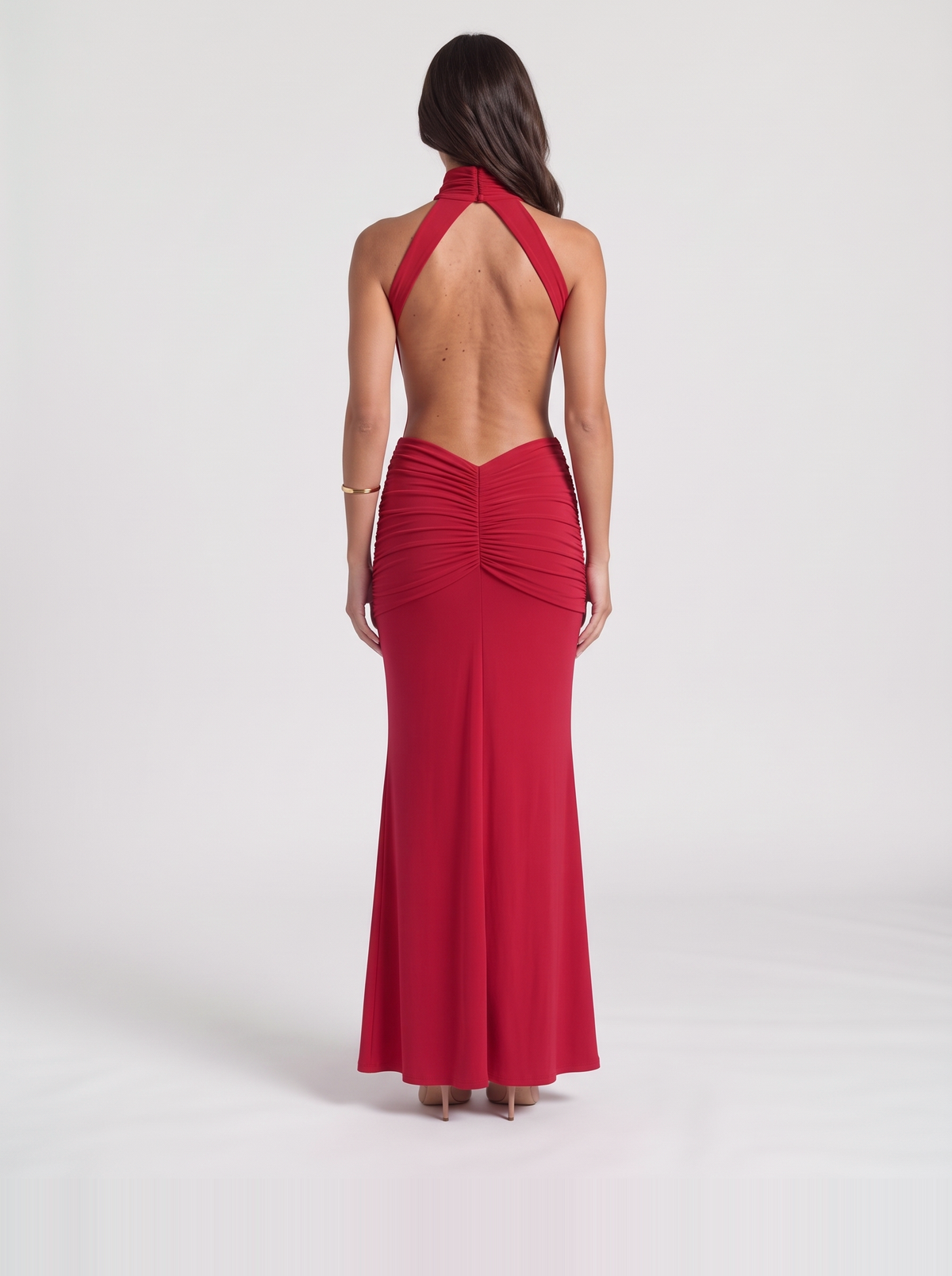 Tiffany Halter Maxi Dress – Red