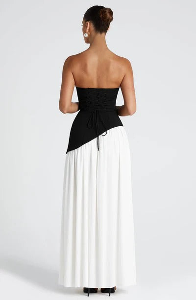 Vivora Maxi Dress – White & Black