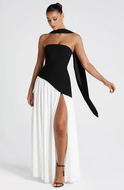 Vivora Maxi Dress – White & Black
