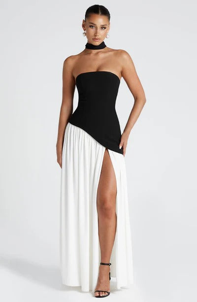 Vivora Maxi Dress – White & Black