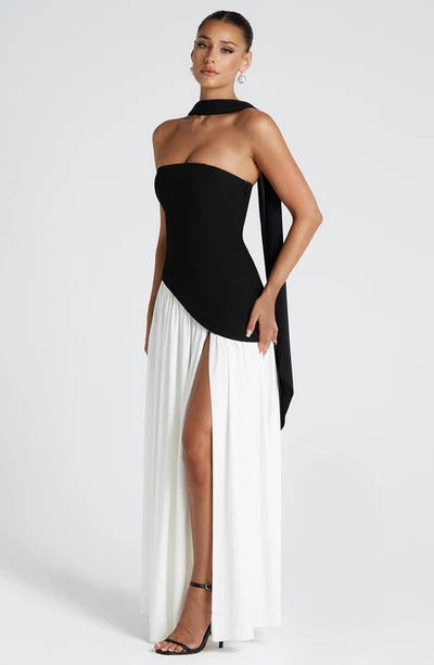 Vivora Maxi Dress – White & Black