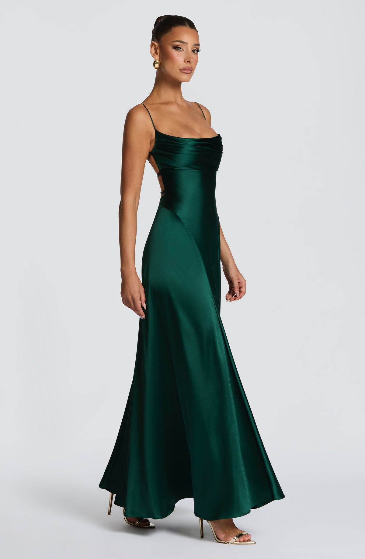 Wren Cowl Maxi Dress – Forest Green