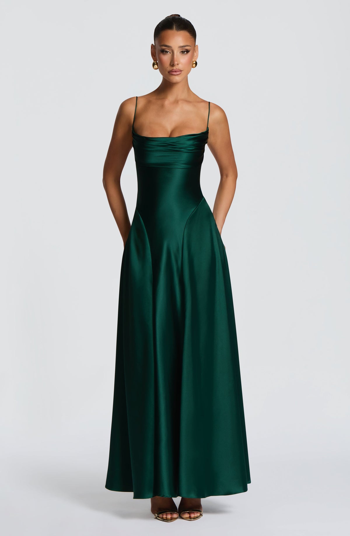 Wren Cowl Maxi Dress – Forest Green