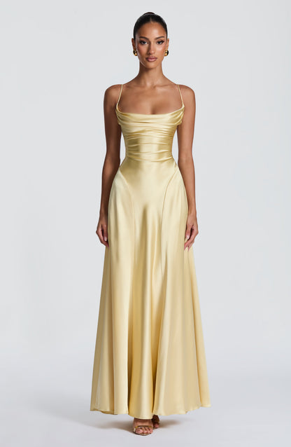 Wren Cowl Maxi Dress – Yellow