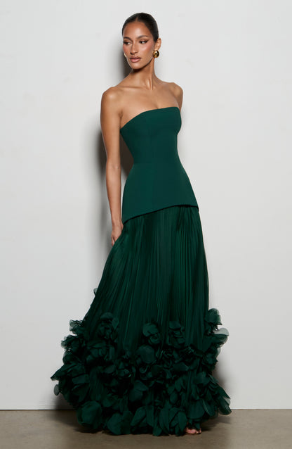 Zafira Pleated Maxi Dress – Green