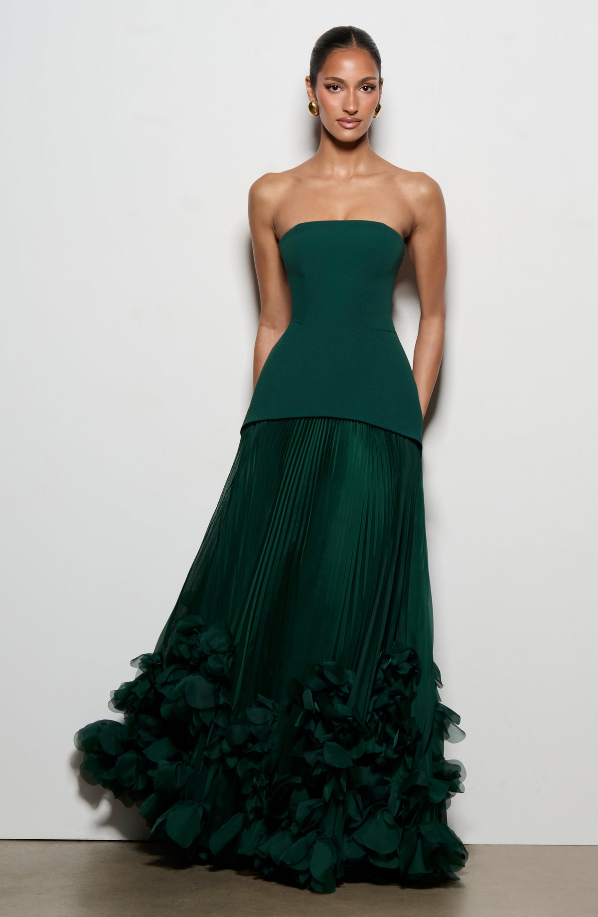 Zafira Pleated Maxi Dress – Green