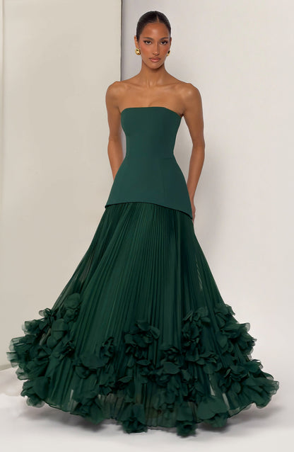 Zafira Pleated Maxi Dress – Green