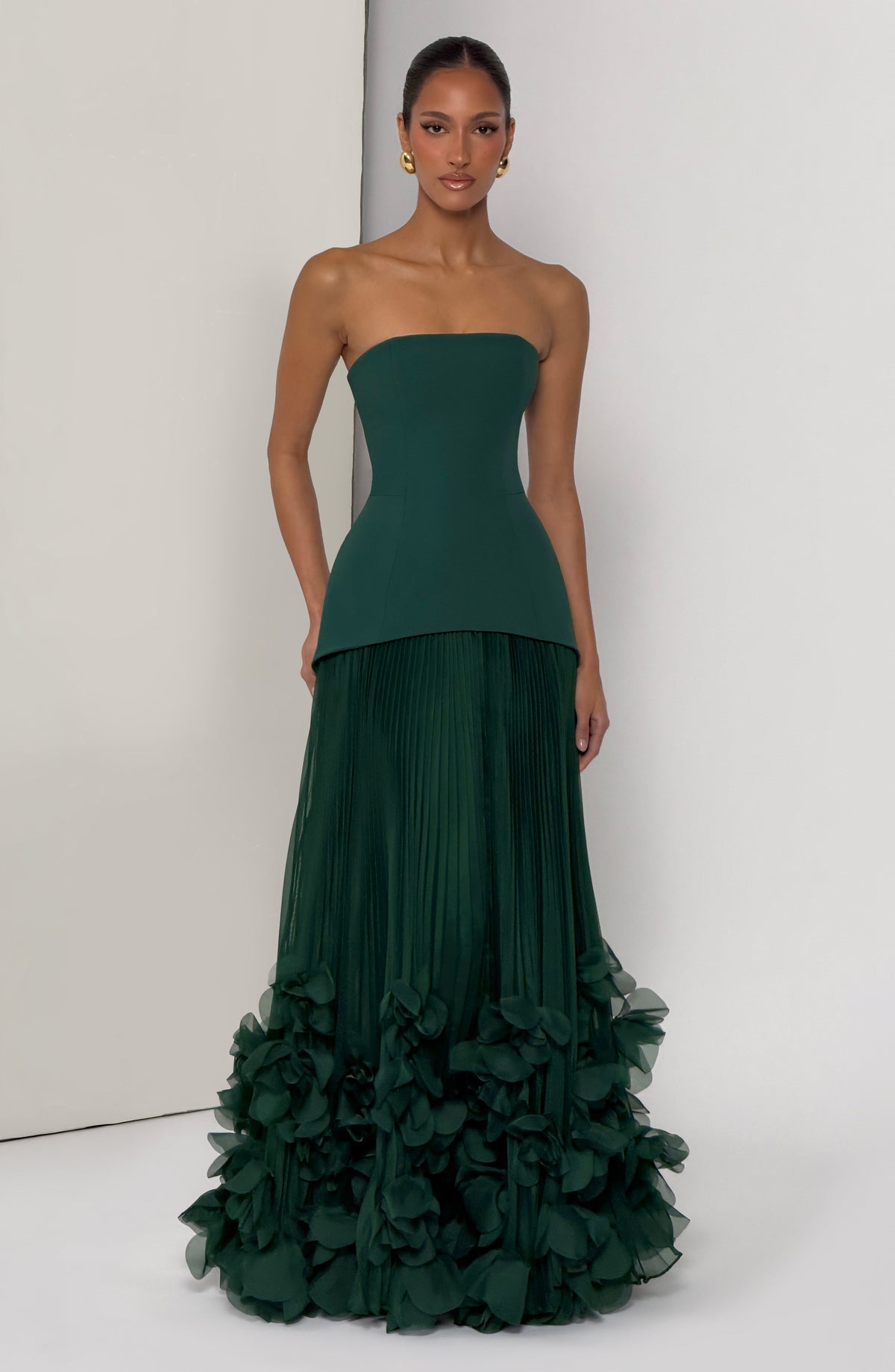 Zafira Pleated Maxi Dress – Green