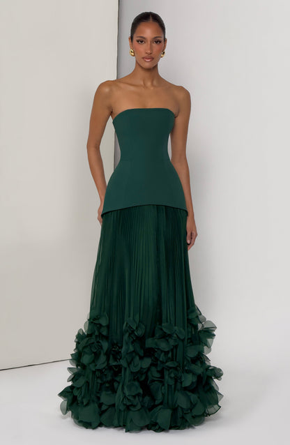 Zafira Pleated Maxi Dress – Green