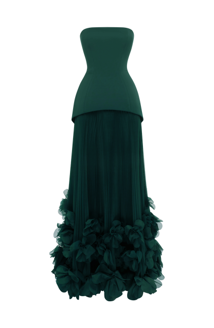 Zafira Pleated Maxi Dress – Green