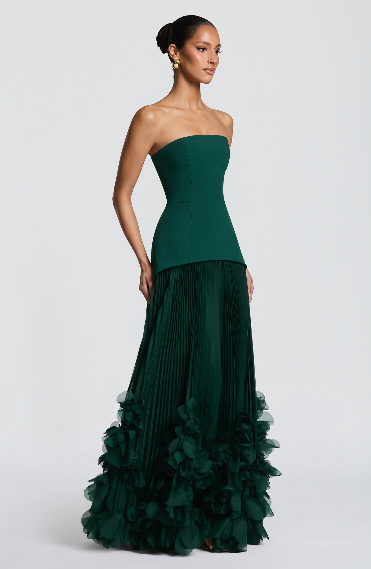 Zafira Pleated Maxi Dress – Green