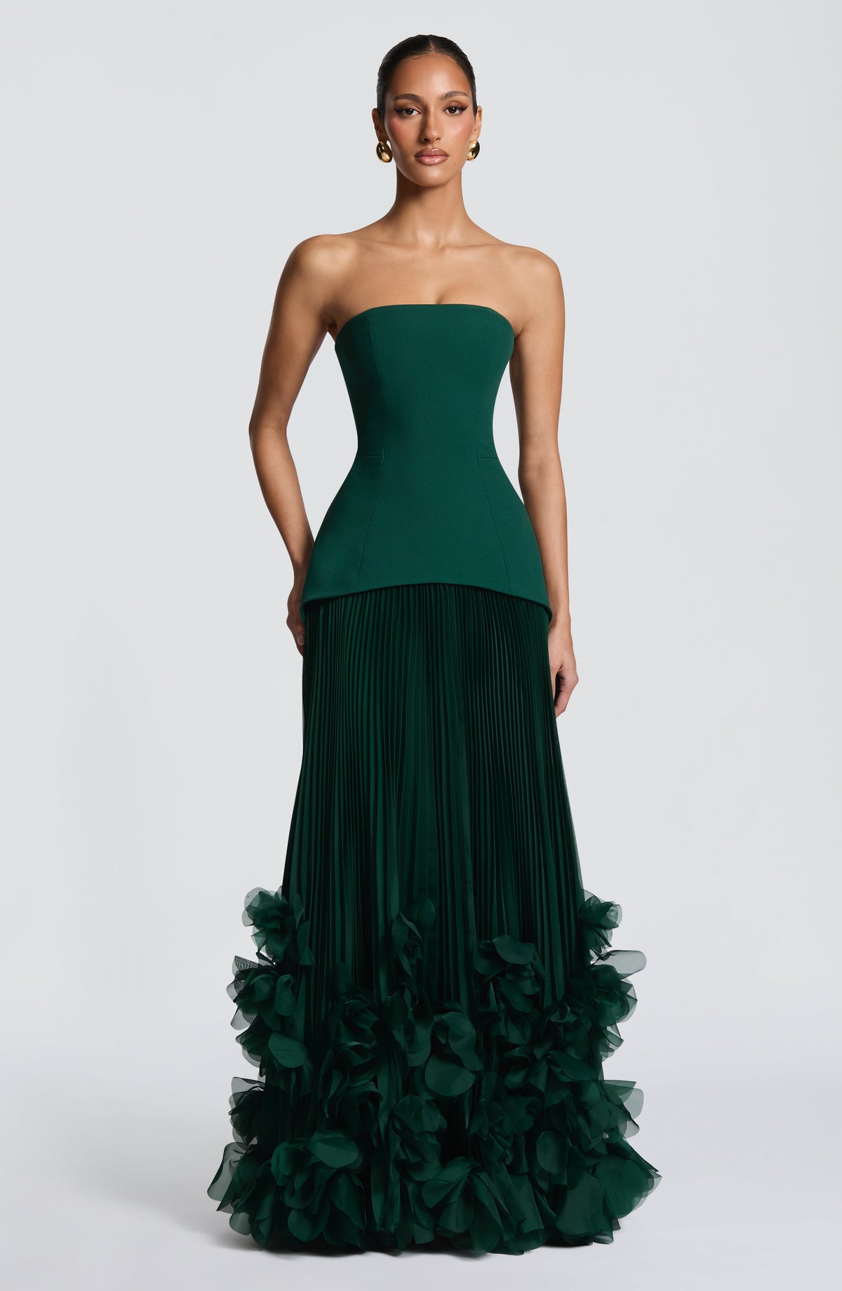 Zafira Pleated Maxi Dress – Green