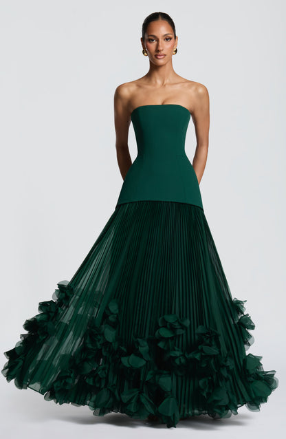 Zafira Pleated Maxi Dress – Green