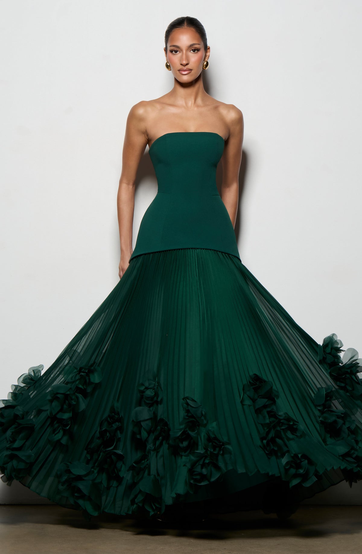 Zafira Pleated Maxi Dress – Green