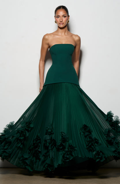Zafira Pleated Maxi Dress – Green