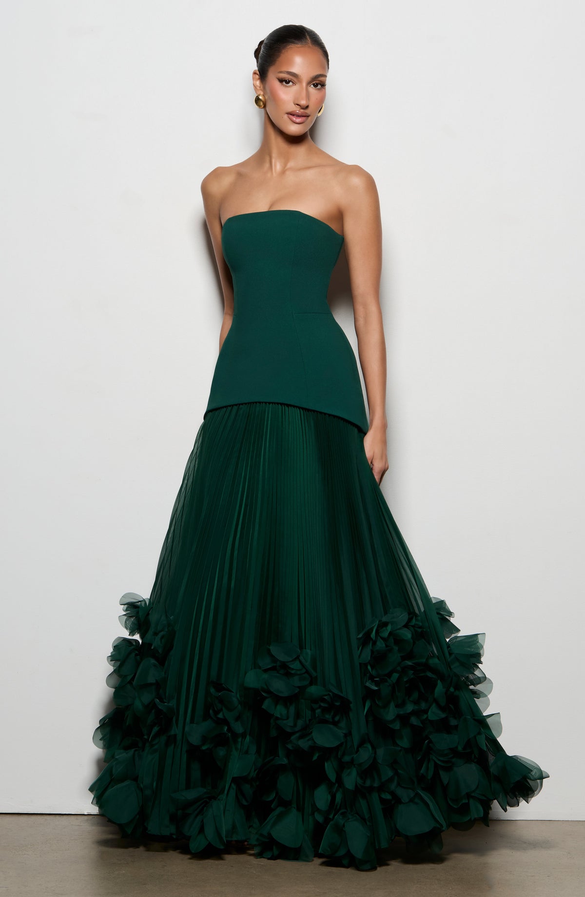Zafira Pleated Maxi Dress – Green