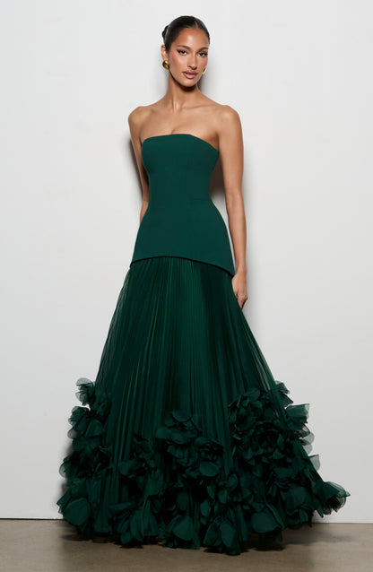 Zafira Pleated Maxi Dress – Green