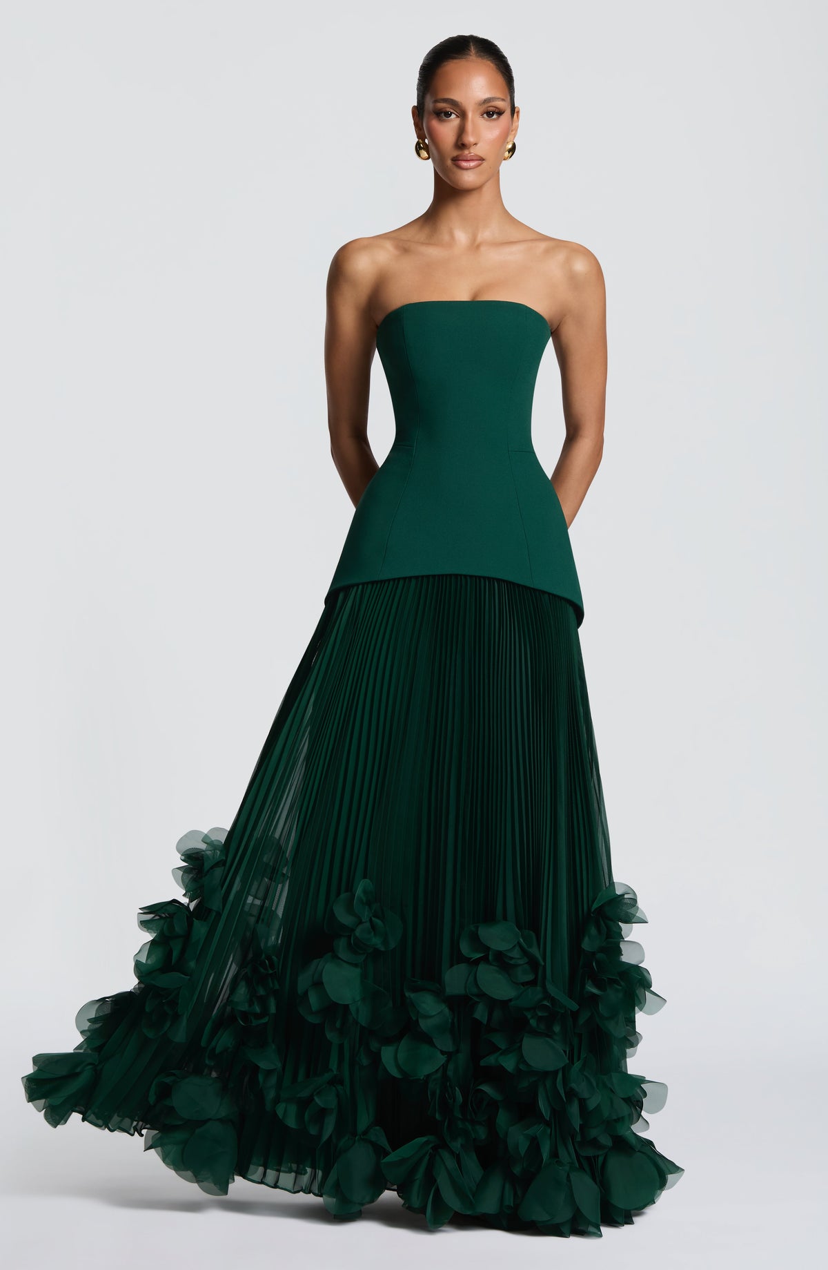 Zafira Pleated Maxi Dress – Green