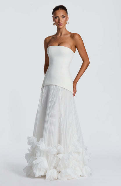 Zafira Pleated Maxi Dress – Ivory