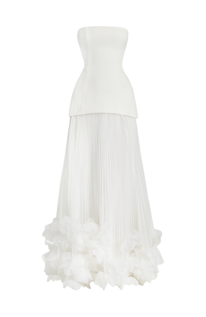 Zafira Pleated Maxi Dress – Ivory
