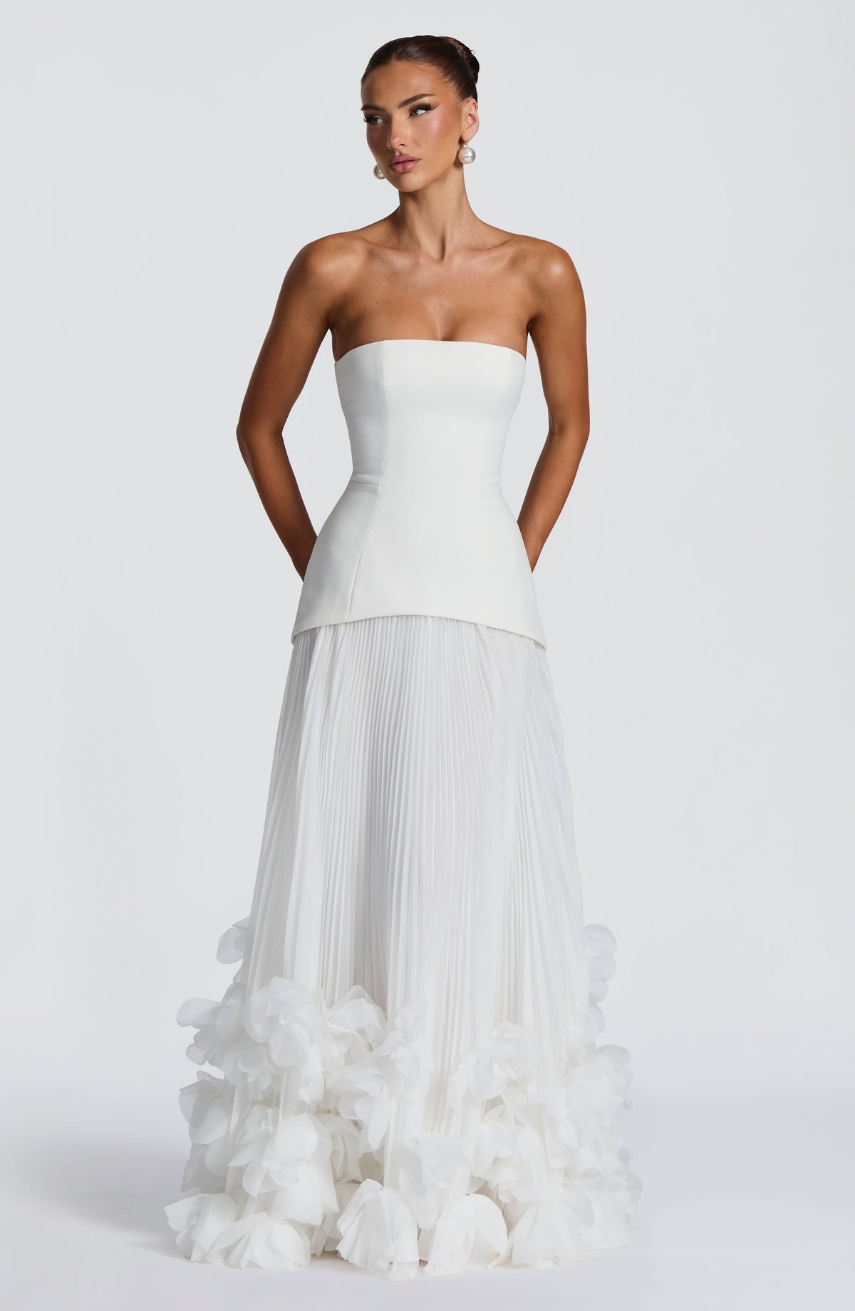 Zafira Pleated Maxi Dress – Ivory