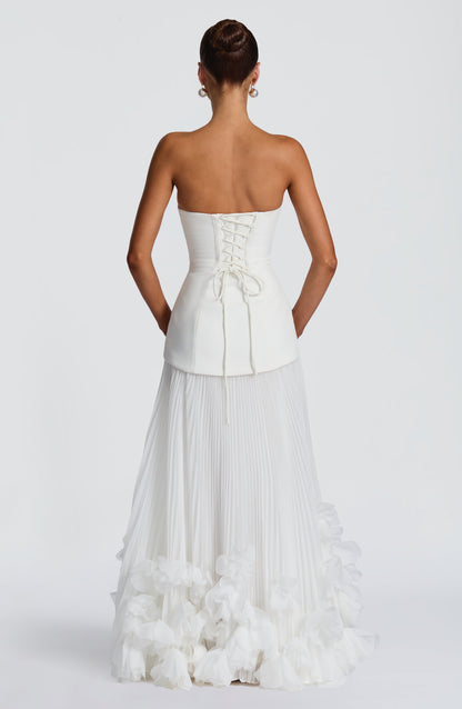 Zafira Pleated Maxi Dress – Ivory