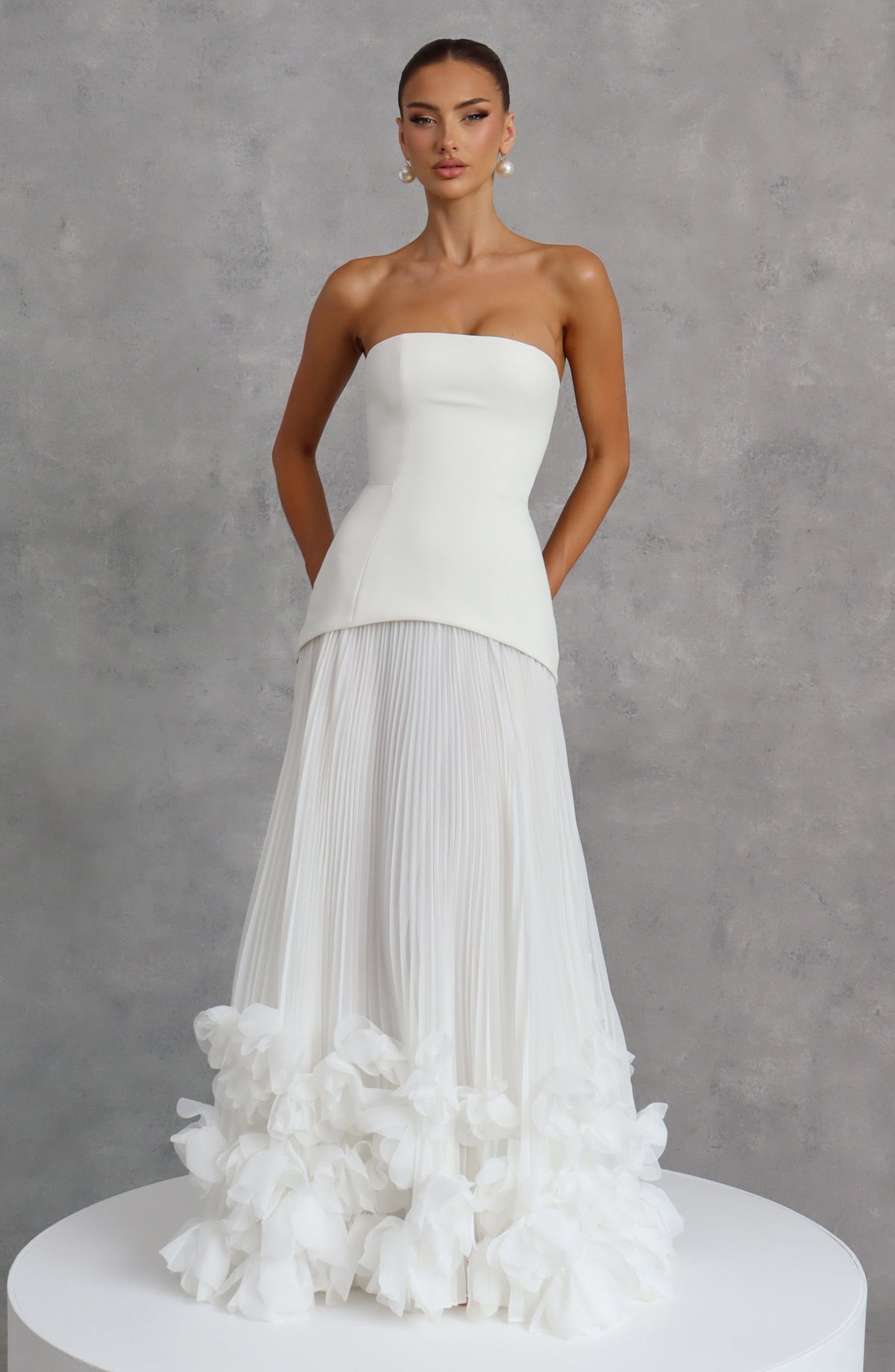 Zafira Pleated Maxi Dress – Ivory