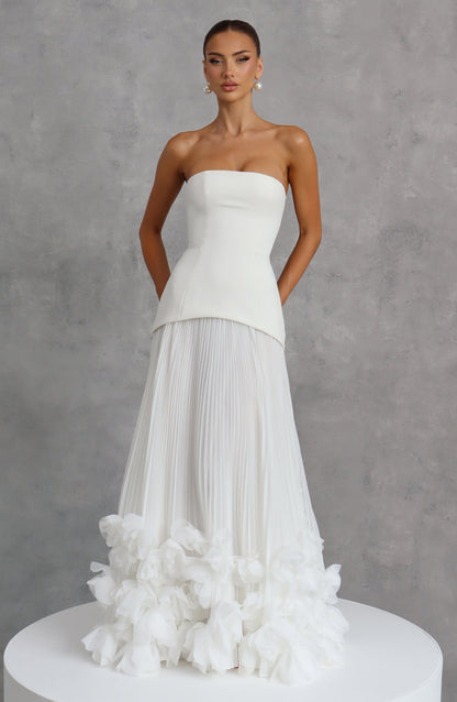 Zafira Pleated Maxi Dress – Ivory
