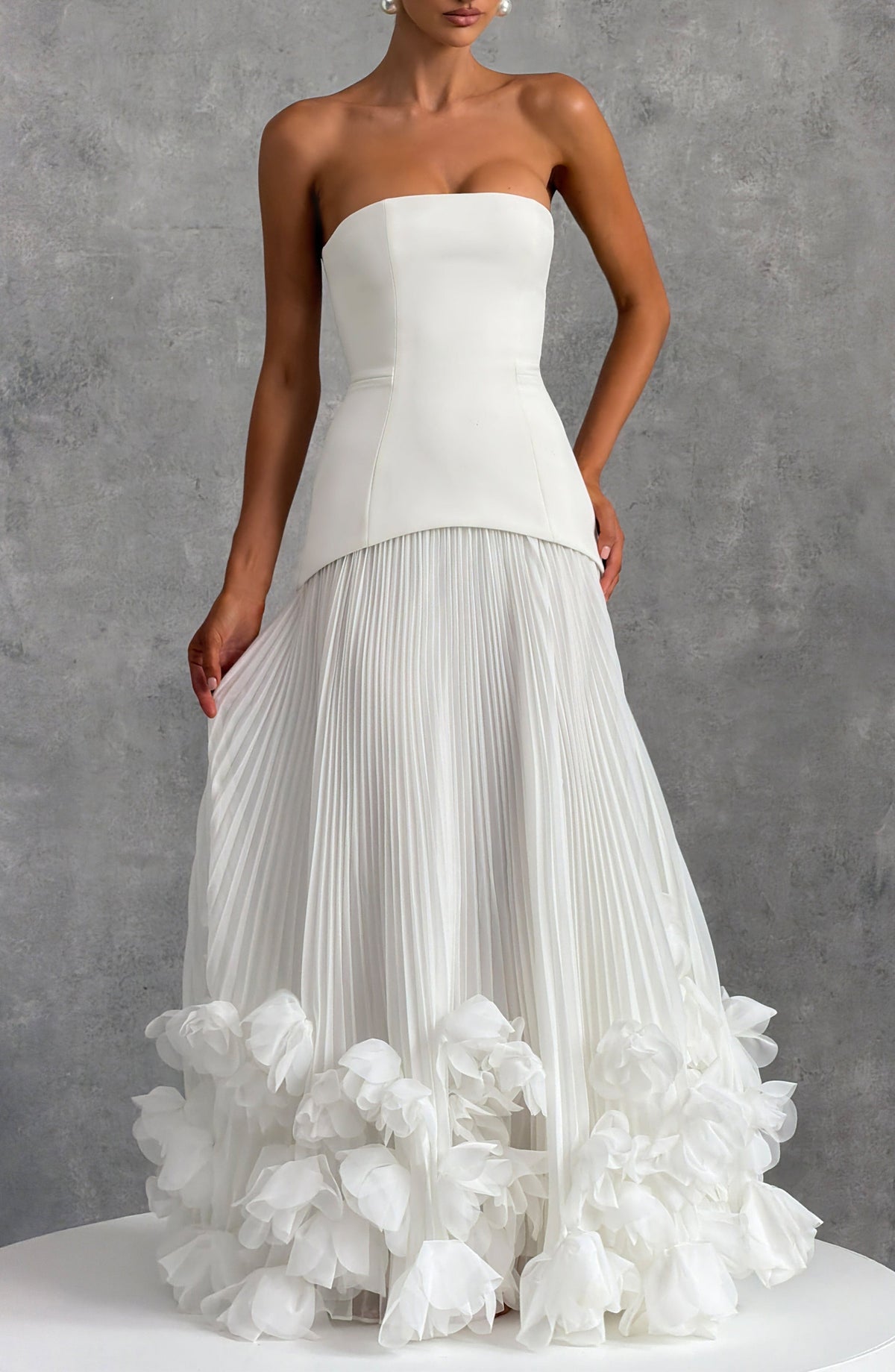 Zafira Pleated Maxi Dress – Ivory