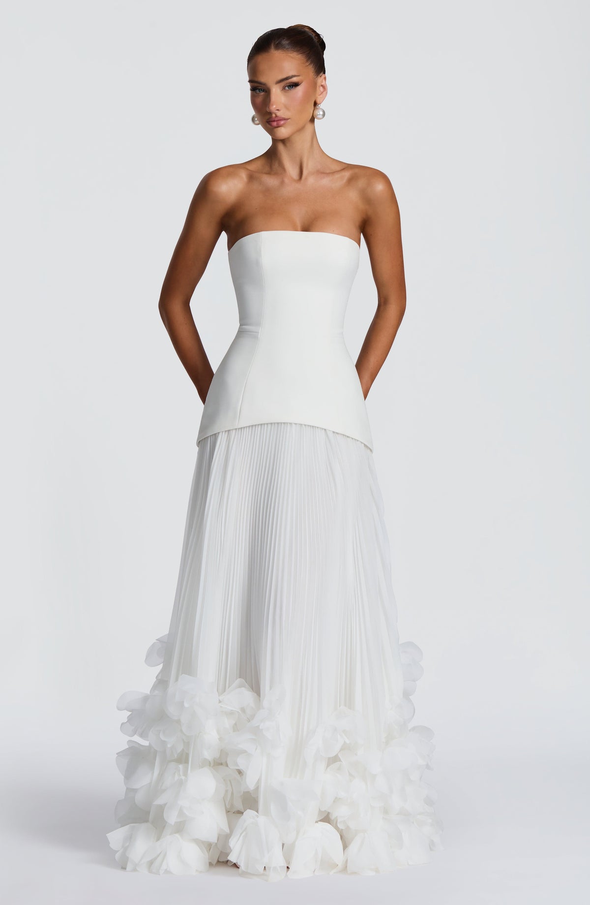 Zafira Pleated Maxi Dress – Ivory