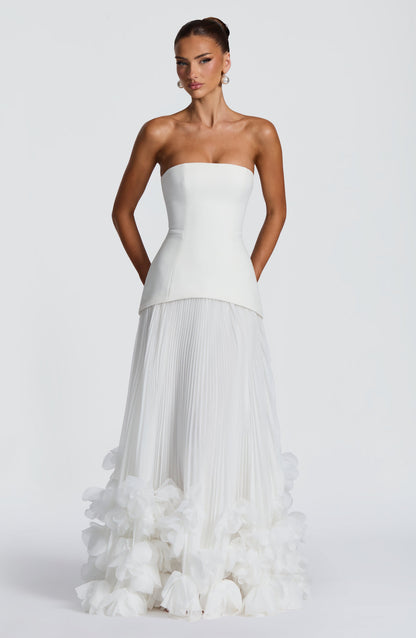 Zafira Pleated Maxi Dress – Ivory