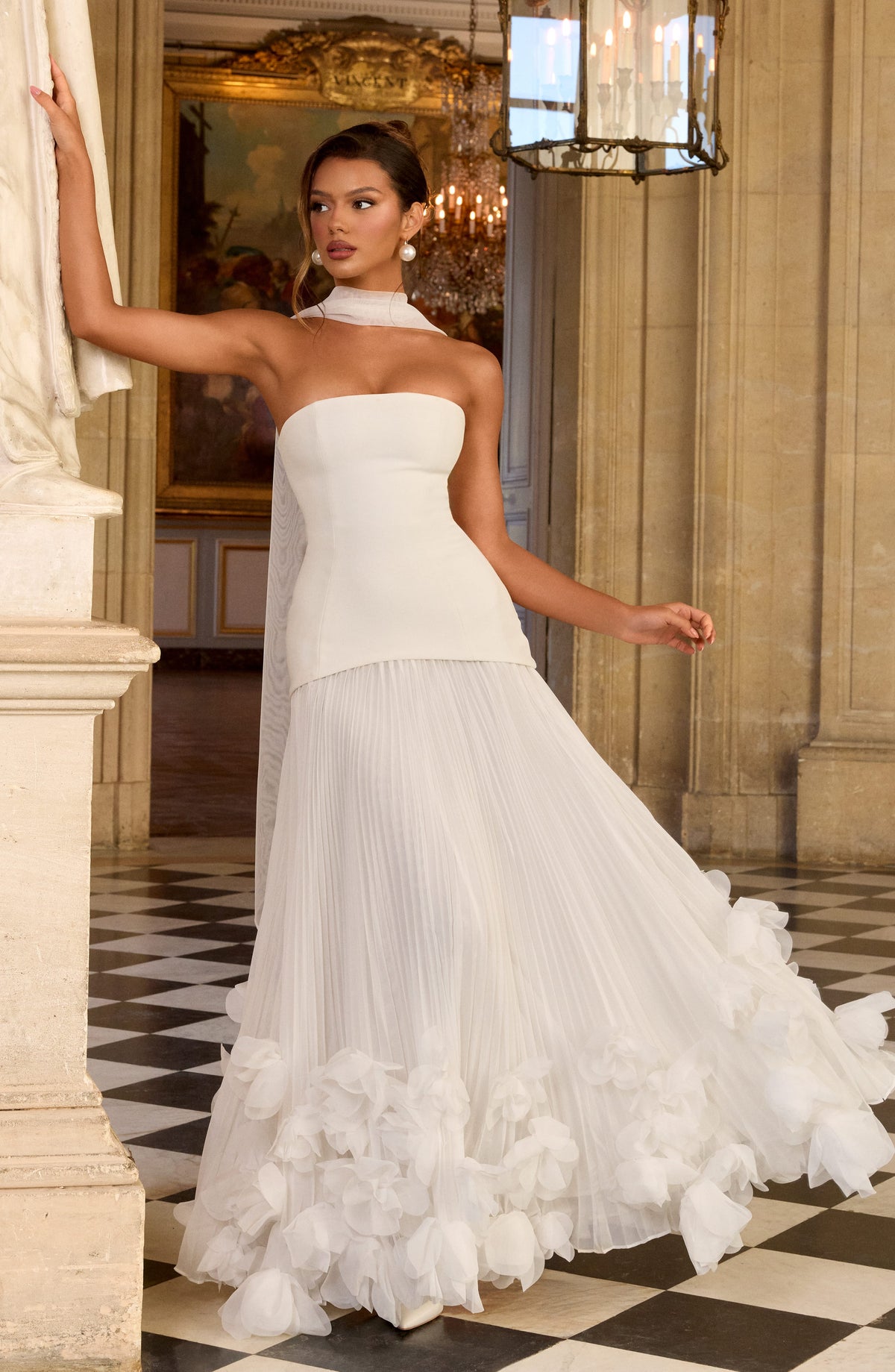 Zafira Pleated Maxi Dress – Ivory
